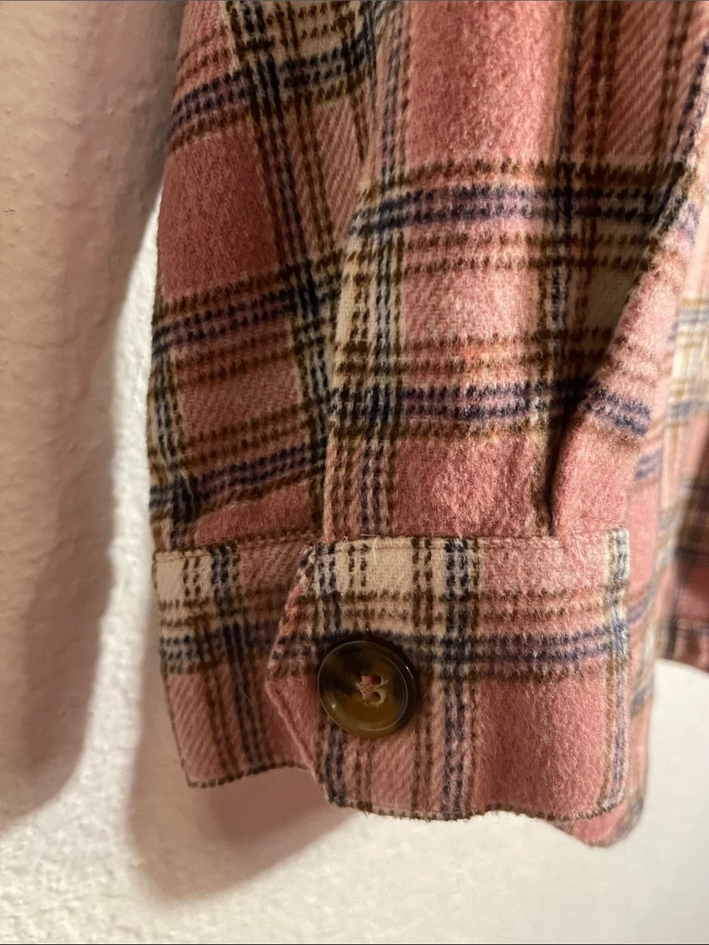 Franki Pink Plaid Button-Front Shacket Size Youth 12